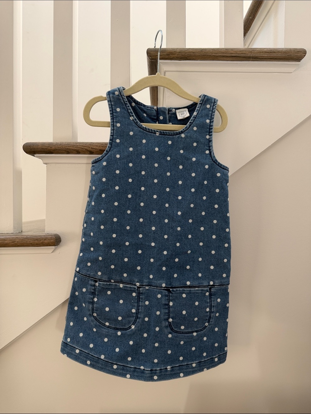 GAP size 4 Blue Polka Dot Denim Jumper Dress
